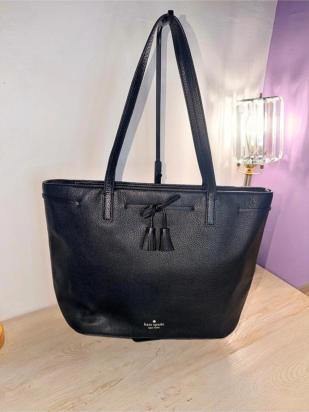 Kate Spade Black Leather-Style Tote Like New